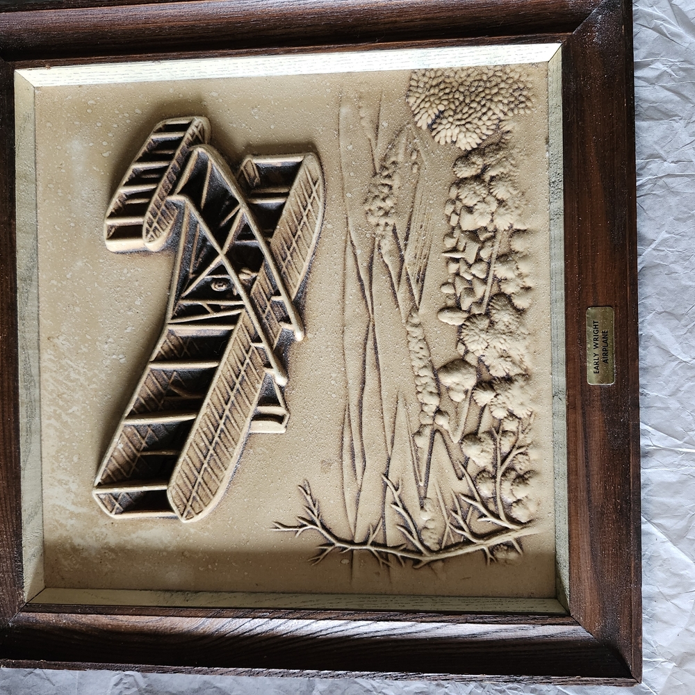 Vintage Airplane Wall Art in Wooden Frame